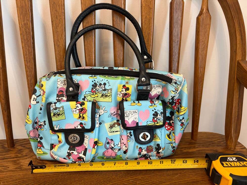 Walt Disney World Mickey and Minnie Mouse Retro Comic Print Satchel Handbag